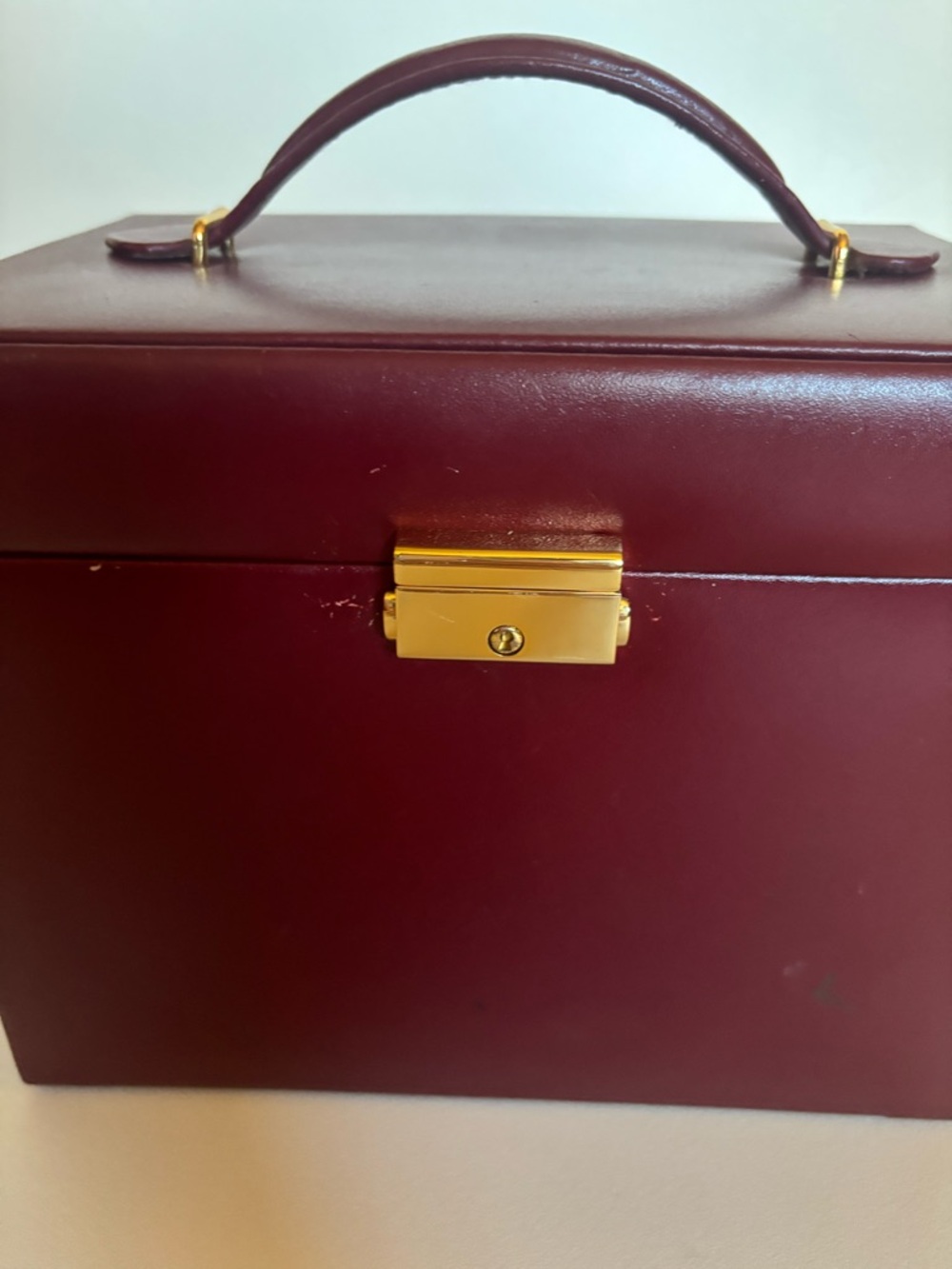 Rare~Vintage WOLF Leather Jewelry Box ~Handbag ~ in Royal Red - Picture 13 of 16